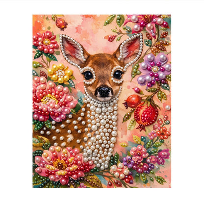 Fawn in a Pomegranate Garden pearl painting – image 11