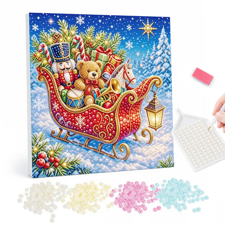 Christmas Sleigh and Toys pearl painting – image 1