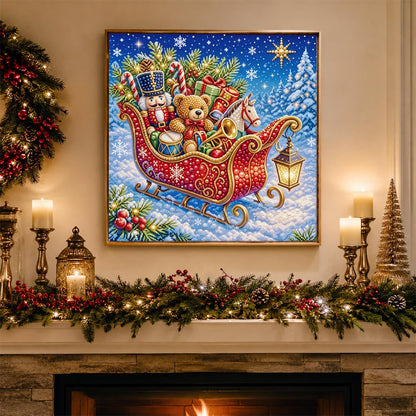 Toy-Laden Red Sleigh pearl painting – image 3