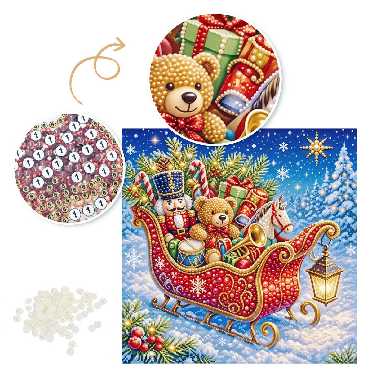 Toy-Laden Red Sleigh pearl painting – image 6