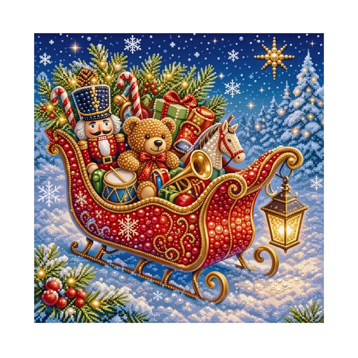 Toy-Laden Red Sleigh pearl painting – image 11