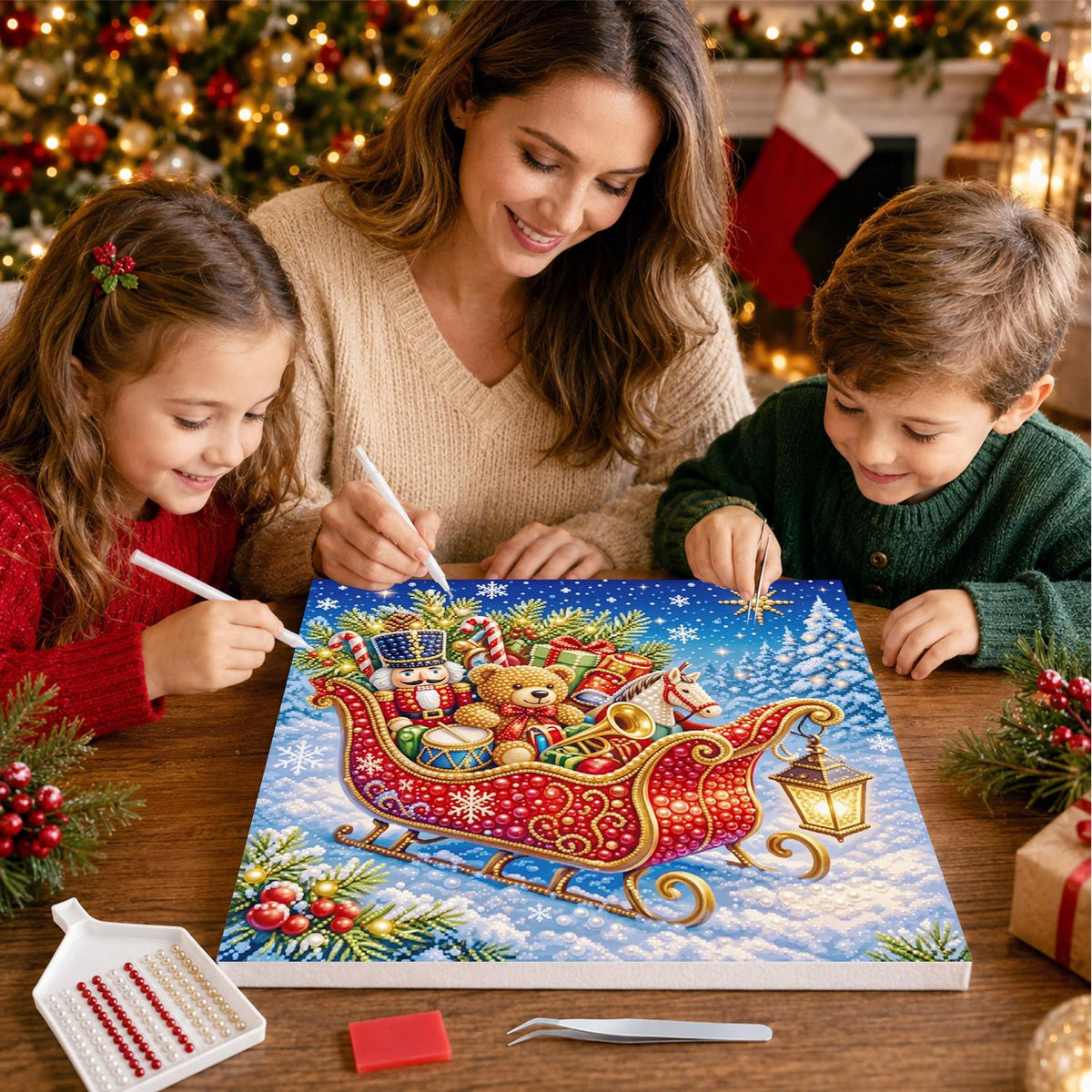 Toy-Laden Red Sleigh pearl painting – image 15
