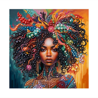 Curls Crowned in Coral Jewels pearl painting – image 11