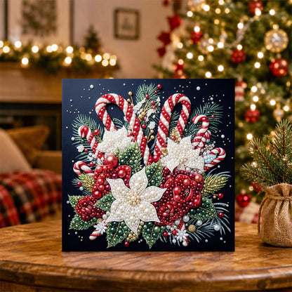 Candy Canes and White Poinsettias pearl painting – image 5