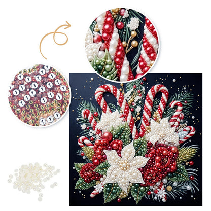 Candy Canes and White Poinsettias pearl painting – image 6