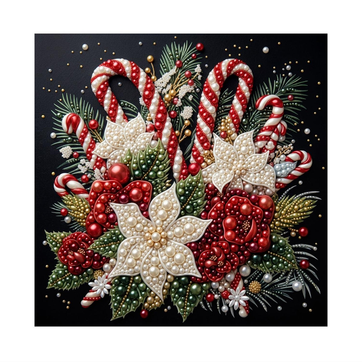 Candy Canes and White Poinsettias pearl painting – image 11