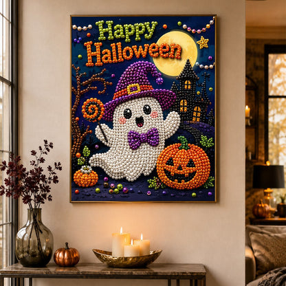 Bow-Tie Ghost in a Witch Hat pearl painting – image 4