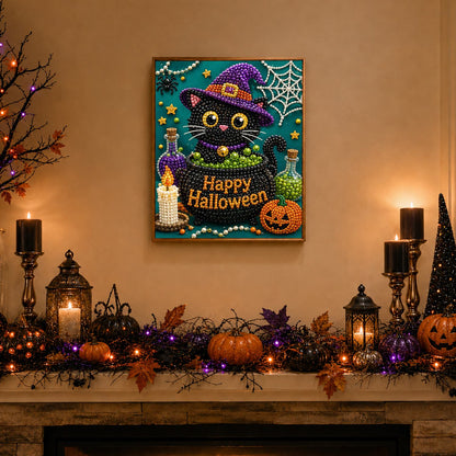 Black Cat Peeking From a Cauldron pearl painting – image 3