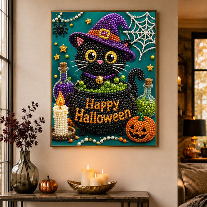 Black Cat Peeking From a Cauldron pearl painting – image 4