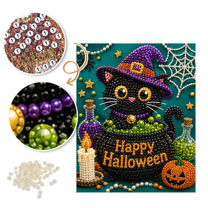 Black Cat Peeking From a Cauldron pearl painting – image 6