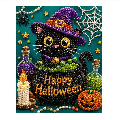 Black Cat Peeking From a Cauldron pearl painting – image 11