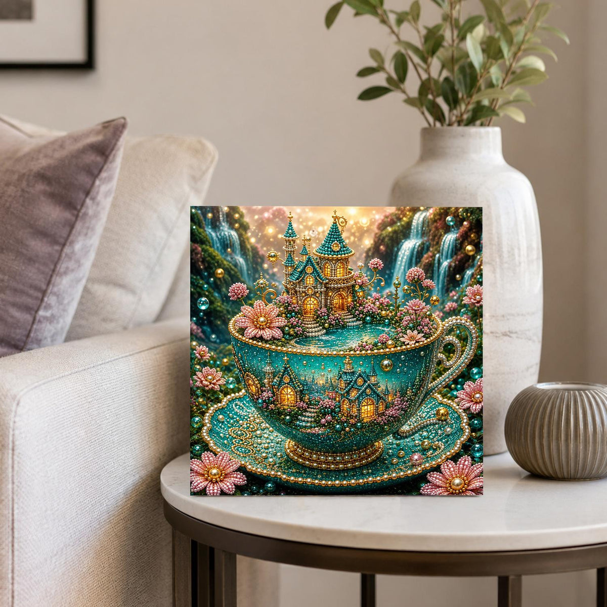 Fairy Castle in a Teacup pearl painting – image 4