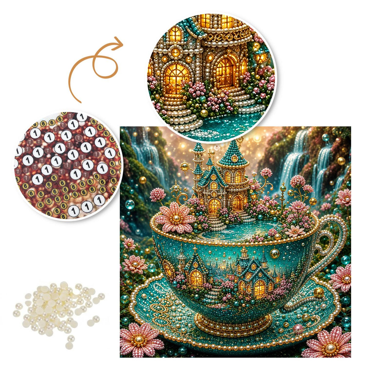 Fairy Castle in a Teacup pearl painting – image 6