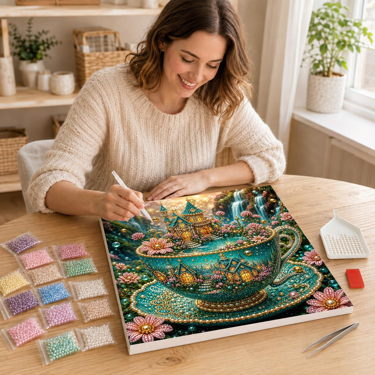 Fairy Castle in a Teacup pearl painting – image 16