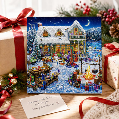 Cottage Yard Winter Feast pearl painting – image 2