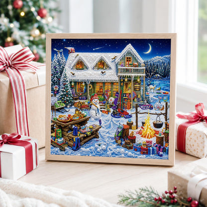 Cottage Yard Winter Feast pearl painting – image 4