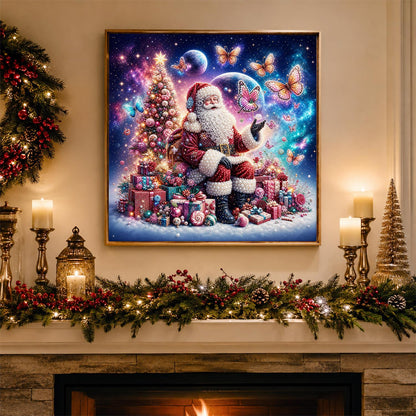Santa and the Pink Butterflies pearl painting – image 3
