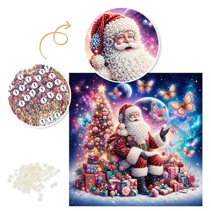 Santa and the Pink Butterflies pearl painting – image 6