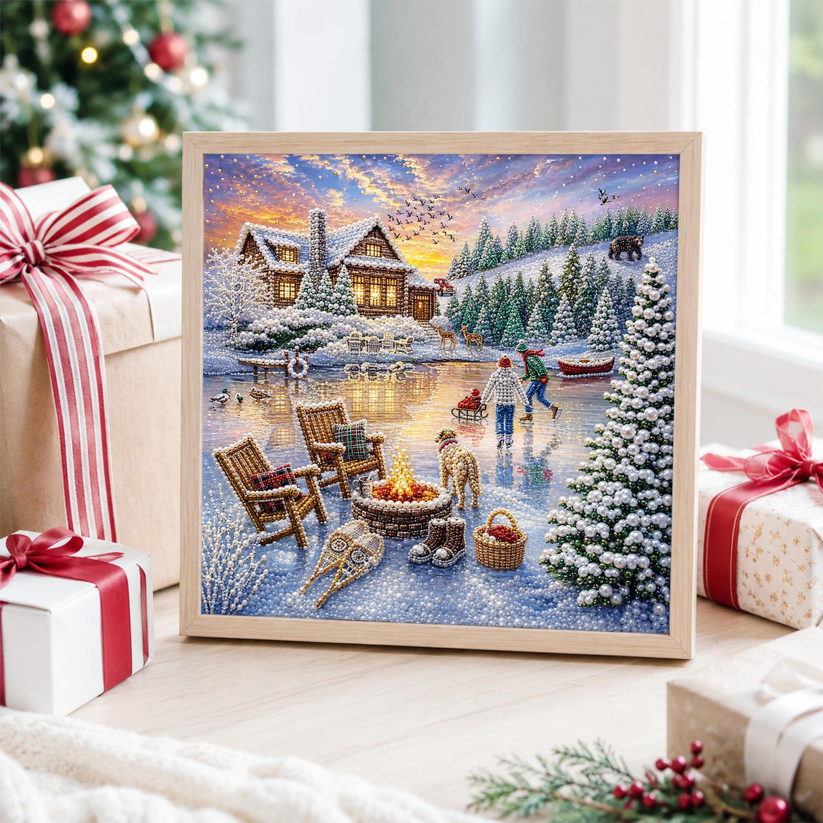 Fire Pit by the Frozen Pond pearl painting – image 4