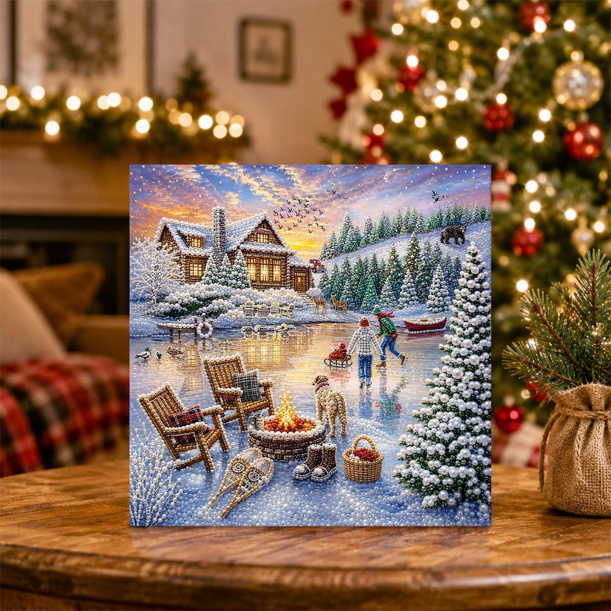Fire Pit by the Frozen Pond pearl painting – image 5