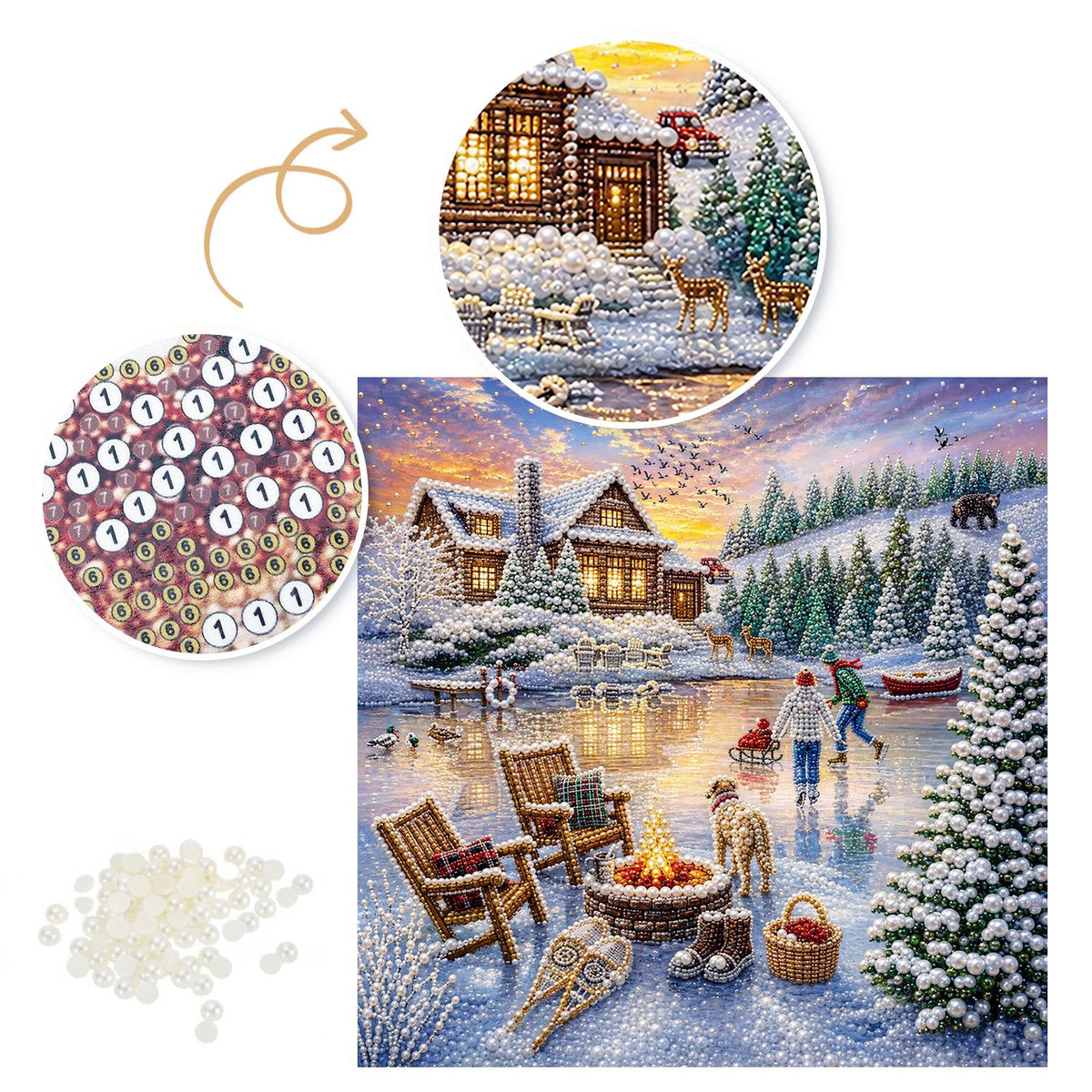Fire Pit by the Frozen Pond pearl painting – image 6