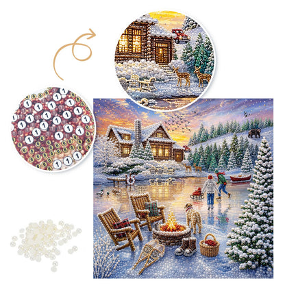 Fire Pit by the Frozen Pond pearl painting – image 6