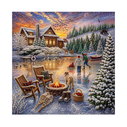 Fire Pit by the Frozen Pond pearl painting – image 11