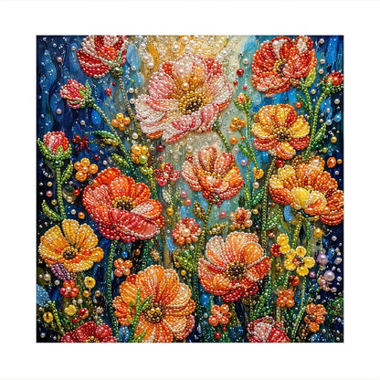 Coral Poppies on Midnight Blue pearl painting – image 11