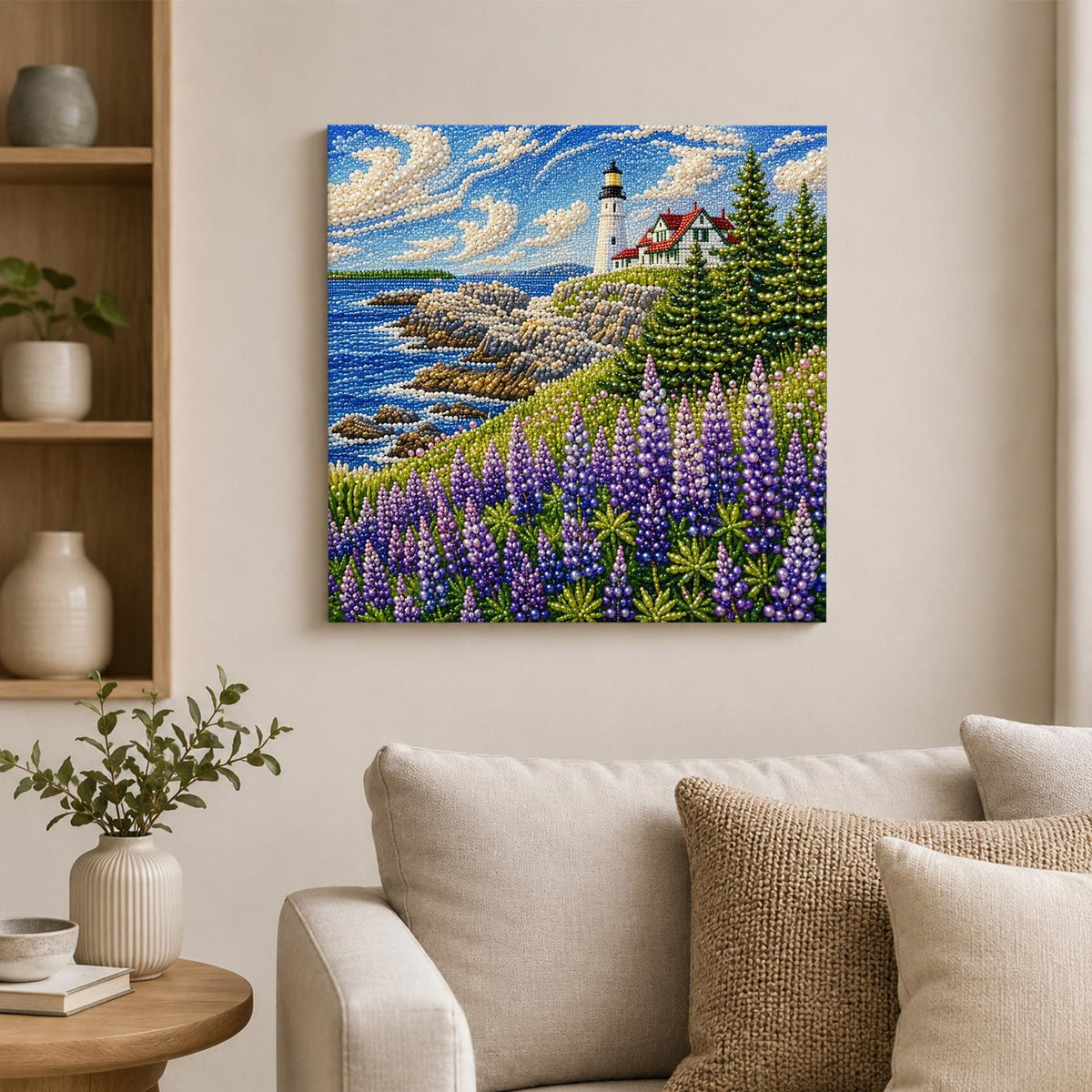 Lupine Bluff Lighthouse pearl painting – image 2