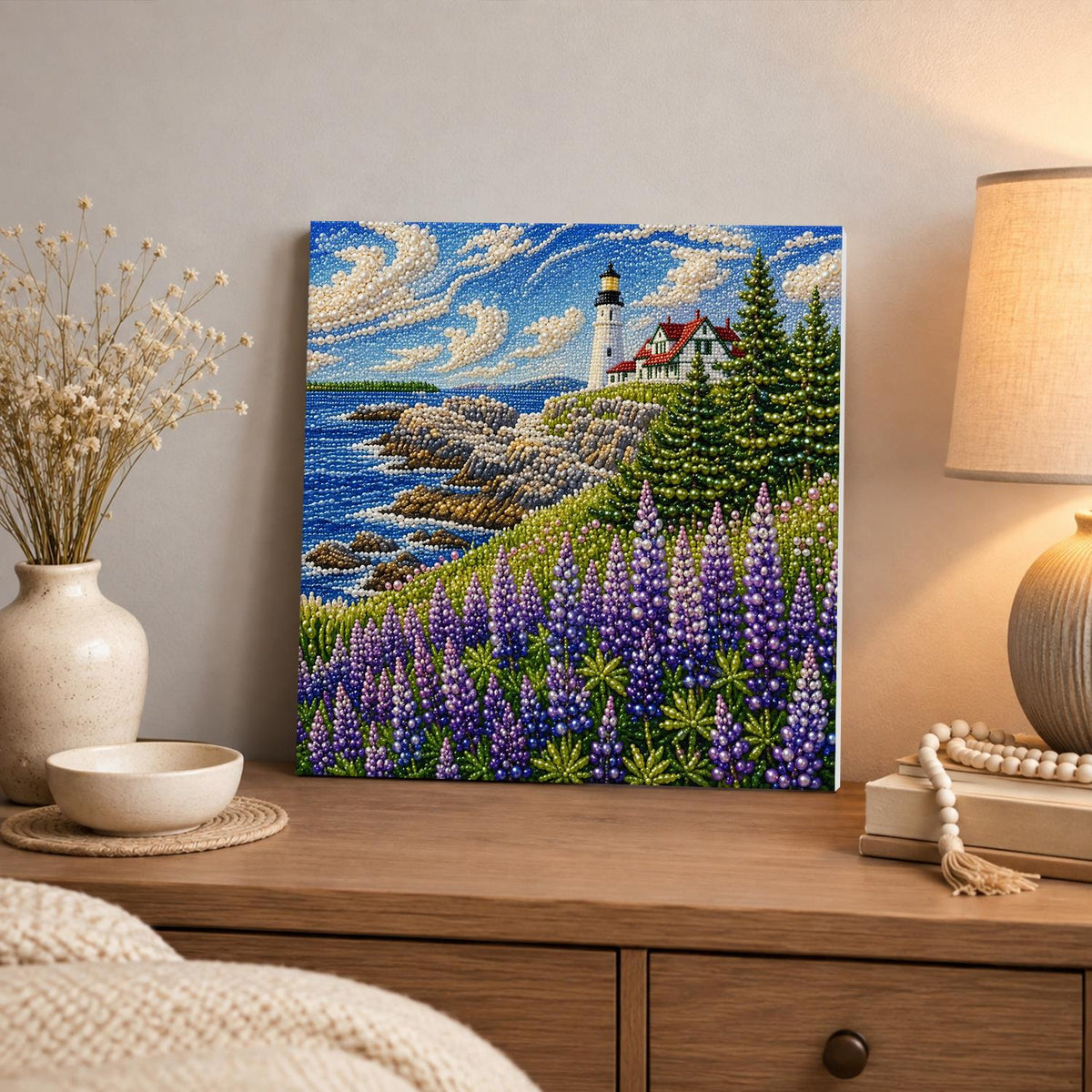 Lupine Bluff Lighthouse pearl painting – image 3