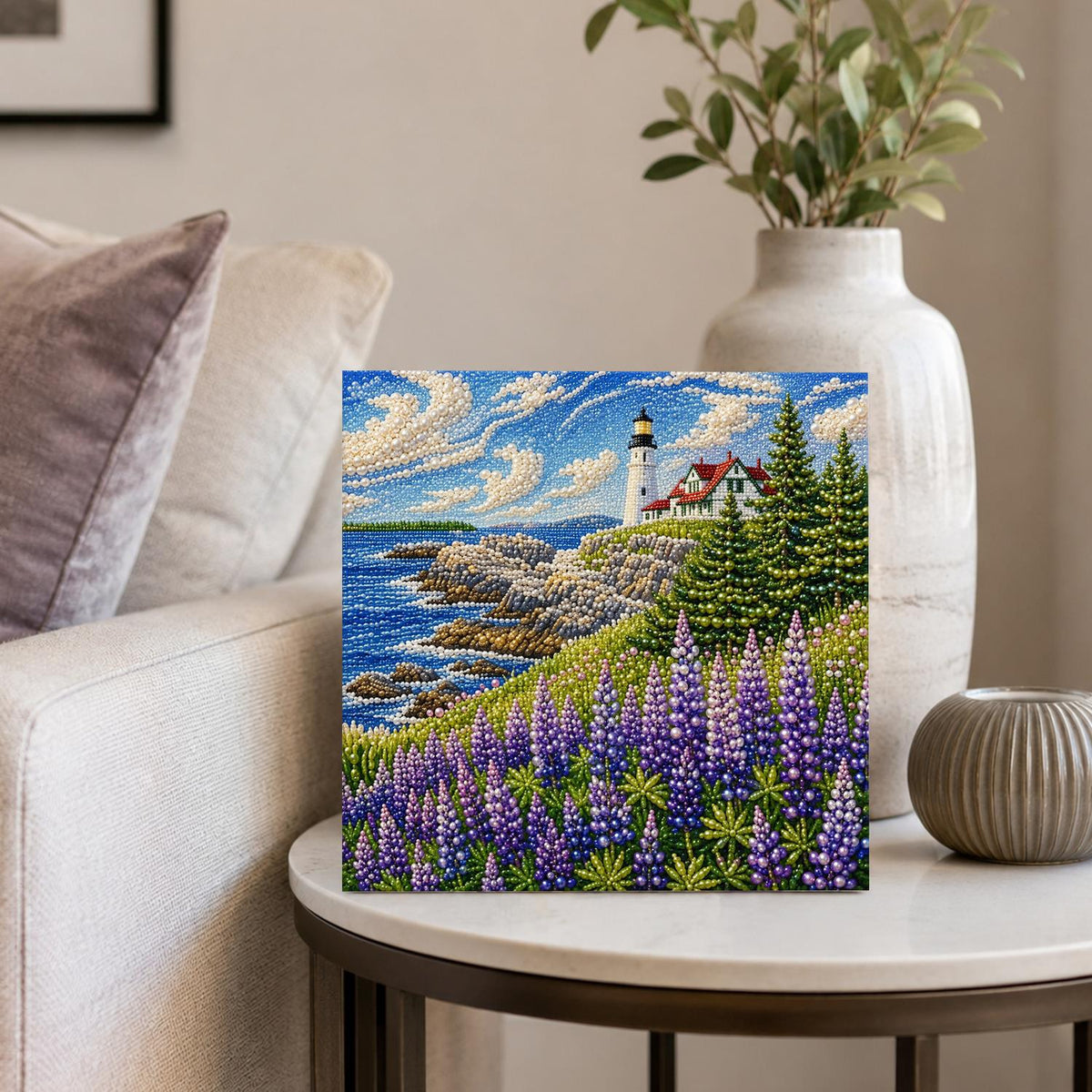 Lupine Bluff Lighthouse pearl painting – image 4