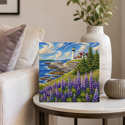 Lupine Bluff Lighthouse pearl painting – image 4