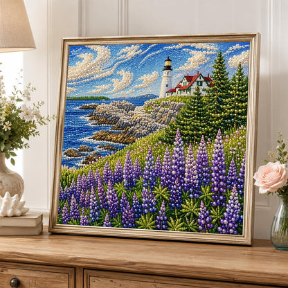 Lupine Bluff Lighthouse pearl painting – image 5