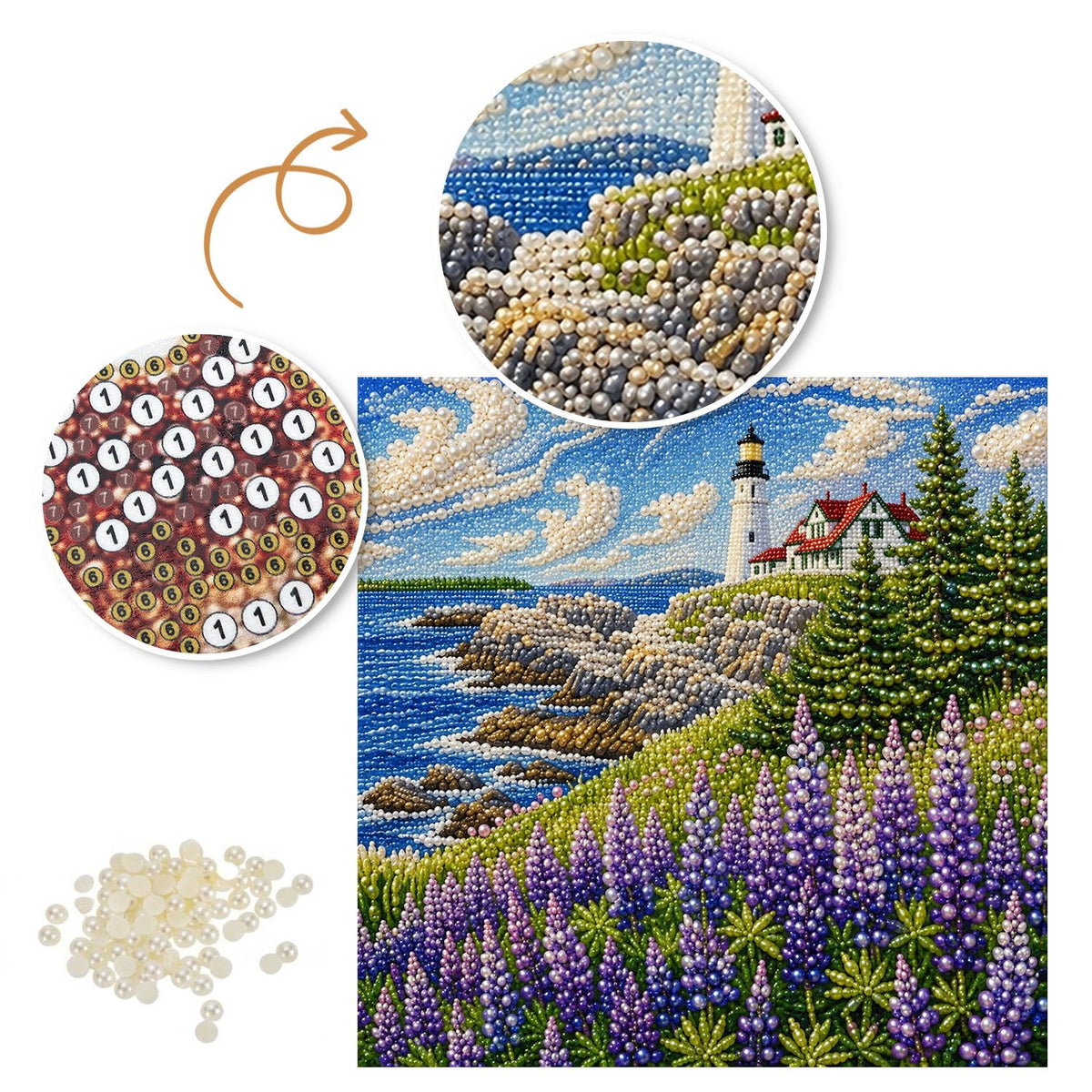 Lupine Bluff Lighthouse pearl painting – image 6