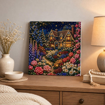 Red Rose Cottage After Dark pearl painting – image 3