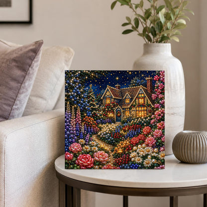 Red Rose Cottage After Dark pearl painting – image 4