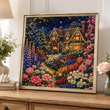 Red Rose Cottage After Dark pearl painting – image 5