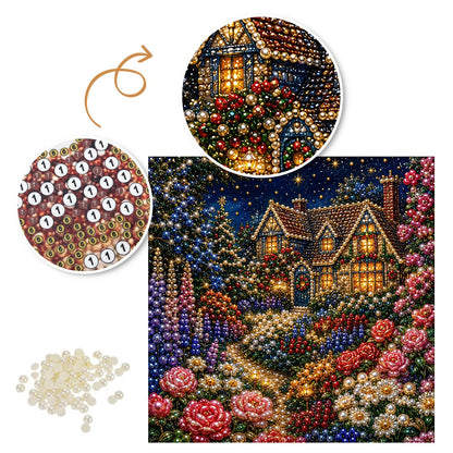 Red Rose Cottage After Dark pearl painting – image 6