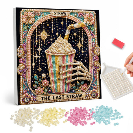 Pearl Painting Cupcake with Stars and Flowers pearl painting – image 1