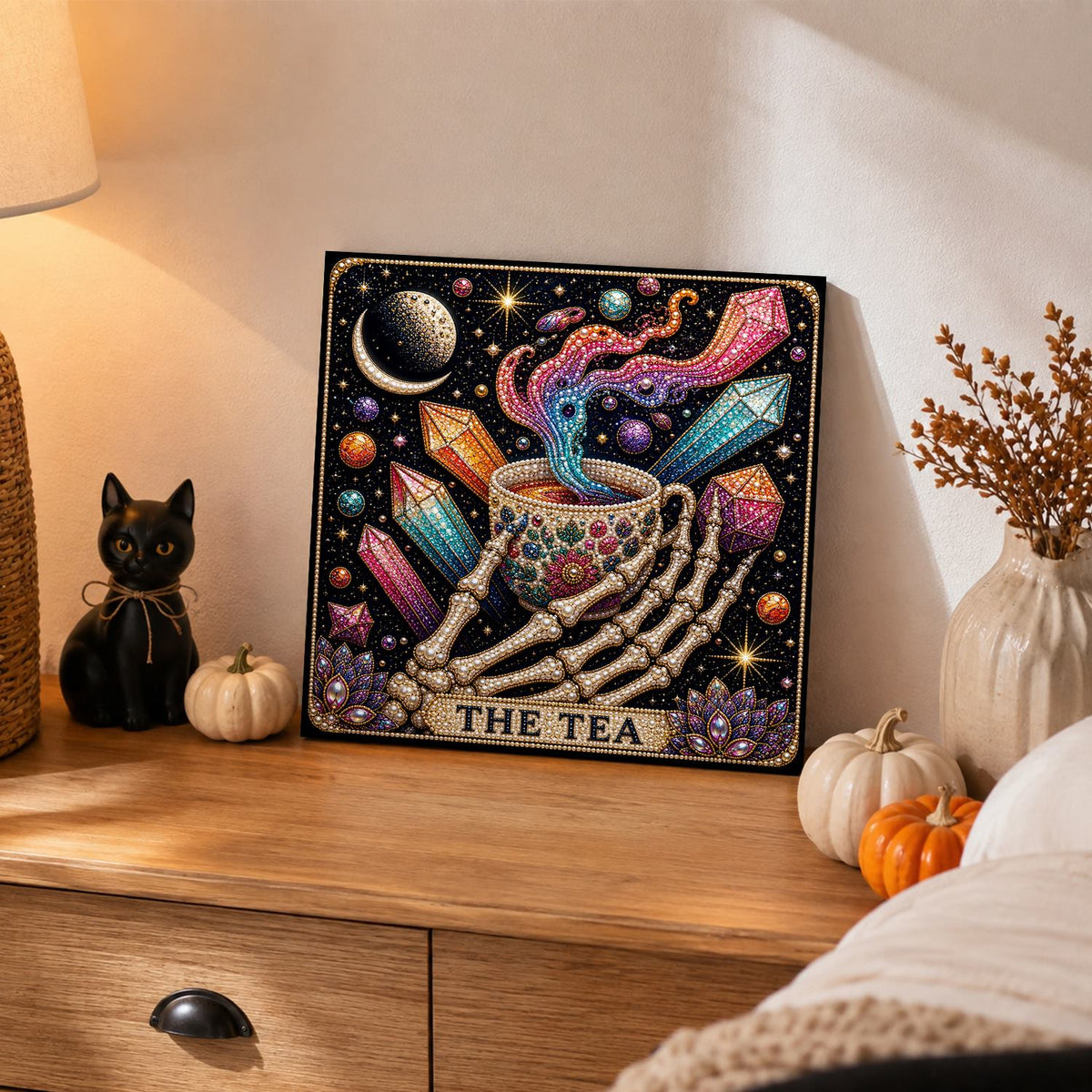 Skeleton Hand Spilling the Tea pearl painting – image 2
