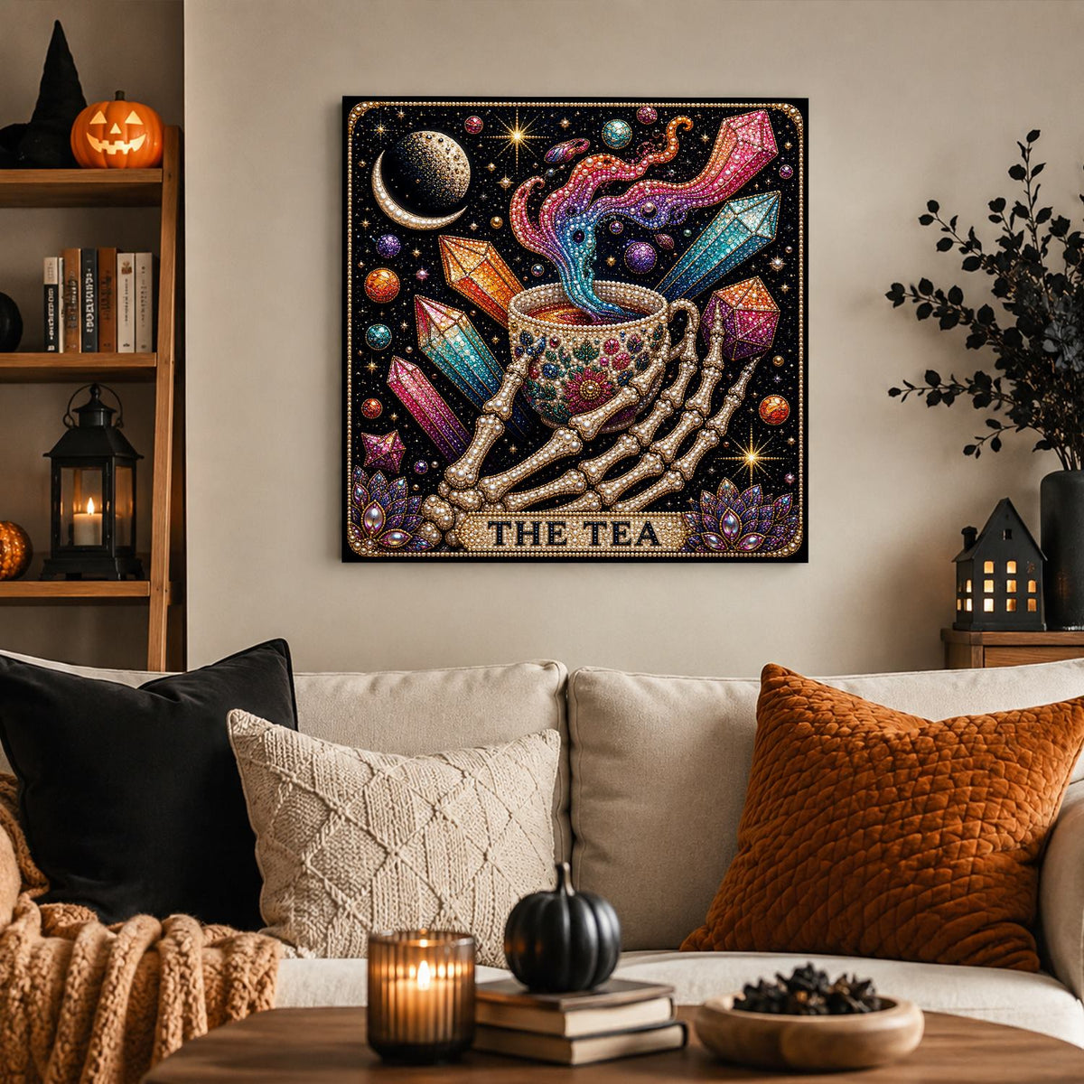 Skeleton Hand Spilling the Tea pearl painting – image 3