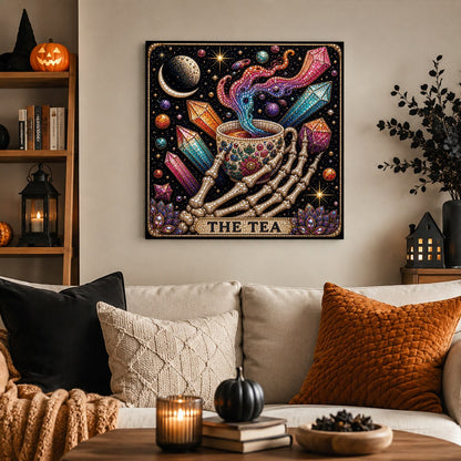 Skeleton Hand Spilling the Tea pearl painting – image 3