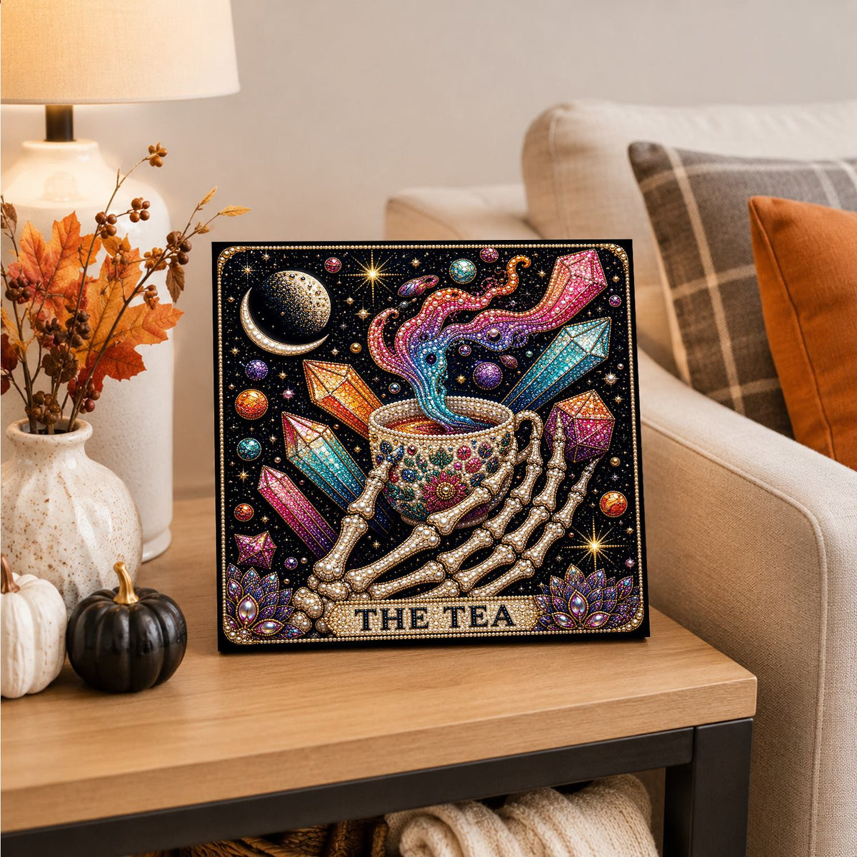 Skeleton Hand Spilling the Tea pearl painting – image 4