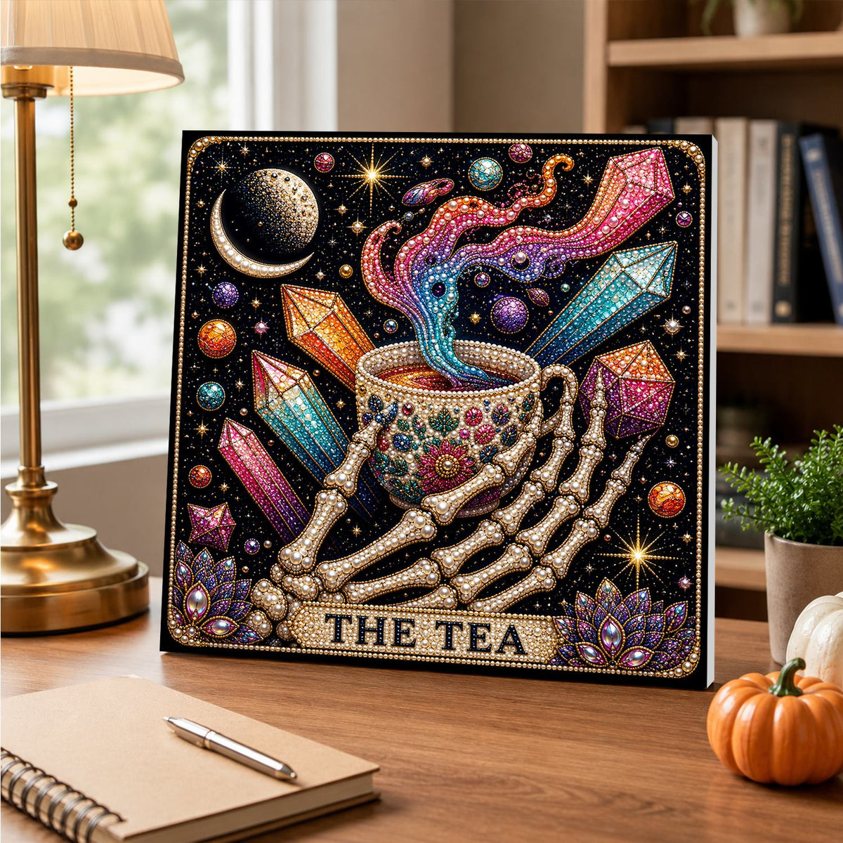 Skeleton Hand Spilling the Tea pearl painting – image 5