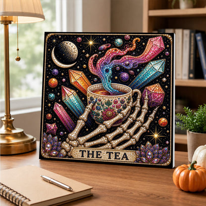 Skeleton Hand Spilling the Tea pearl painting – image 5