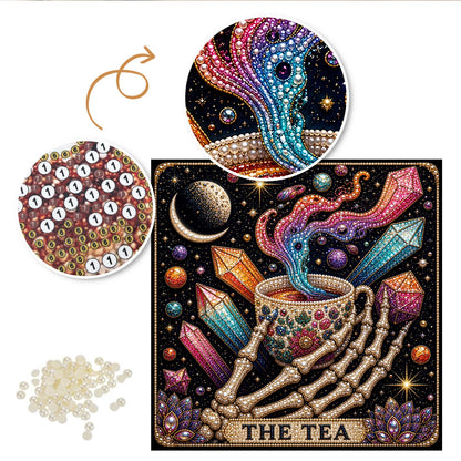 Skeleton Hand Spilling the Tea pearl painting – image 6
