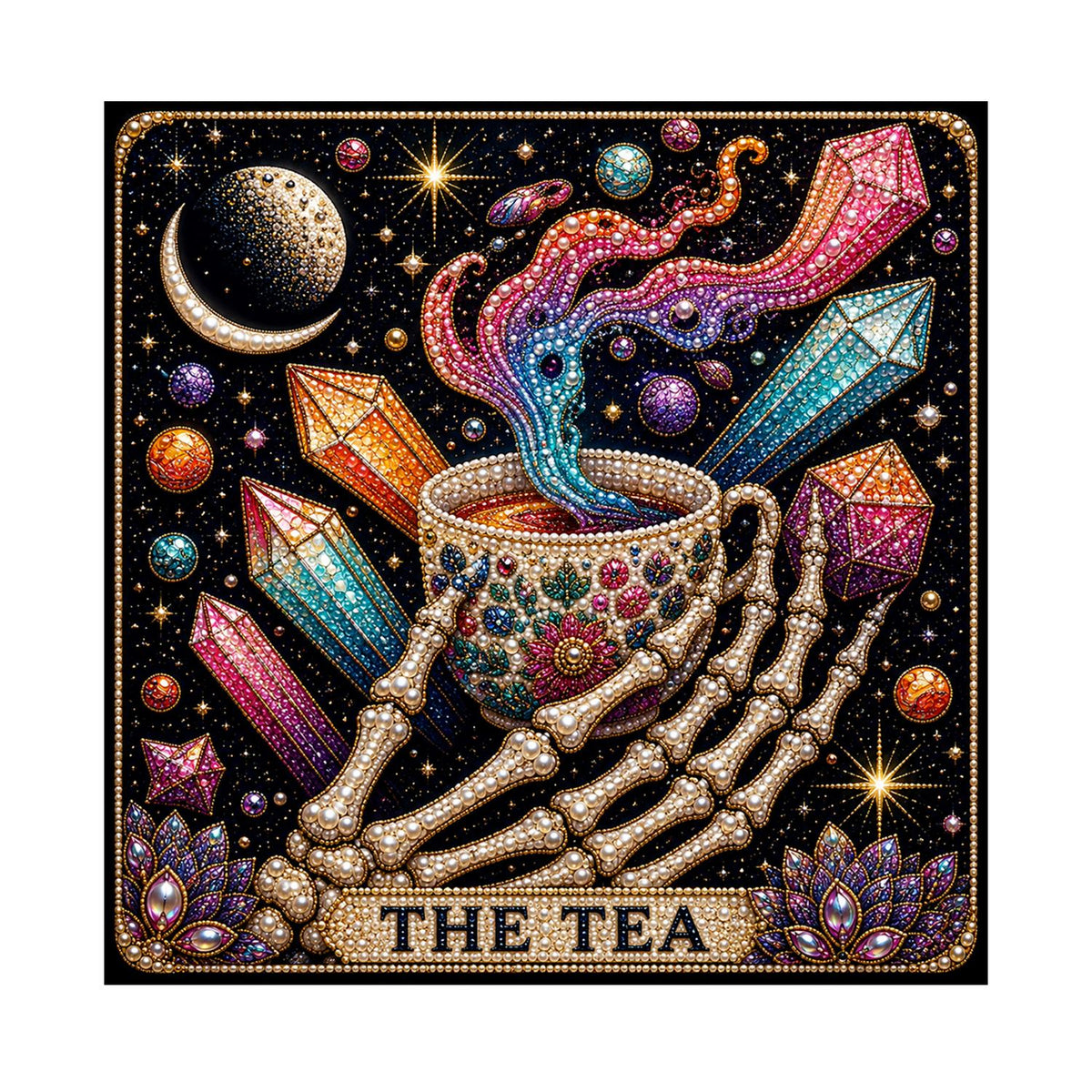 Skeleton Hand Spilling the Tea pearl painting – image 11