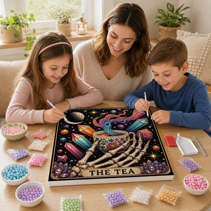 Skeleton Hand Spilling the Tea pearl painting – image 15