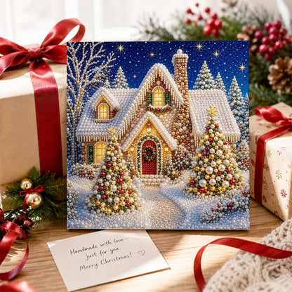 Cottage Between Golden Trees pearl painting – image 2