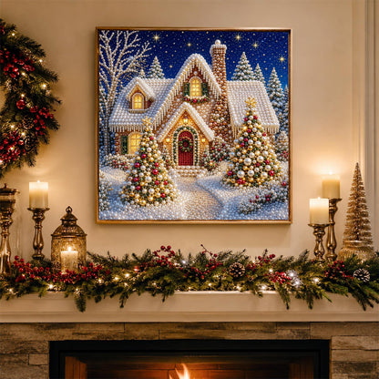 Cottage Between Golden Trees pearl painting – image 3